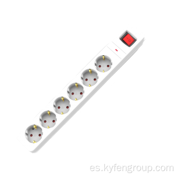 6 Outlet Alemania Power Strip con protección contra sobrecarga